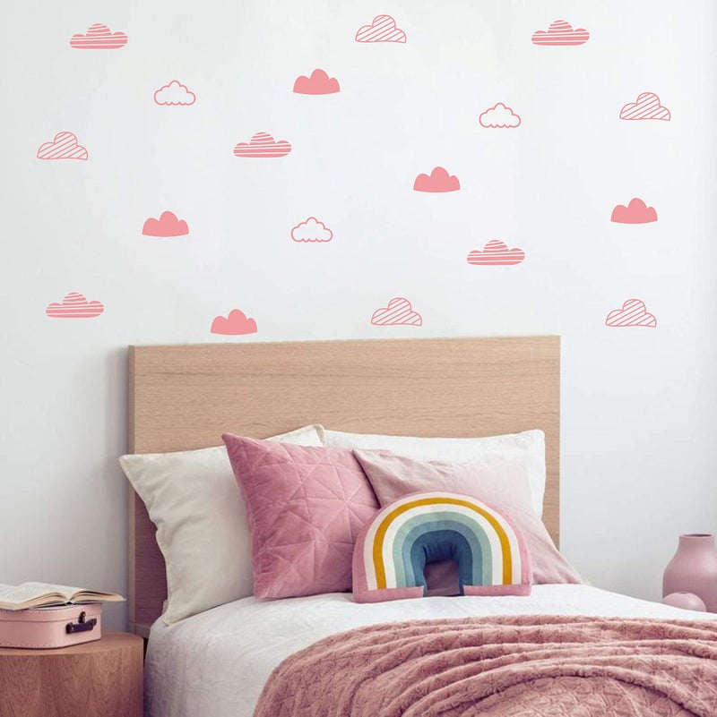 Yyart Cloud Wall Decals Wall Decor Kids Room Cloud Wall Stickers Vinyl Decals for Baby Boys Girls Nursery Toddler Room Decor Wall Stickers Nursery A64 (Pink) - Image 1